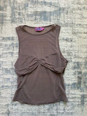 Edikted Brown Twist-Front Tank Top
